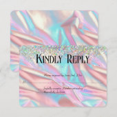 Elegante faux iriserende Folie en glitter bruiloft RSVP Kaartje (Voorkant / Achterkant)