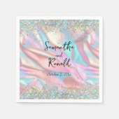 Elegante faux iriserende Folie en glitter bruiloft Servet (Voorkant)