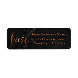 Elegante Faux koperen Folie, zwart marmer liefde s Etiket