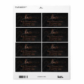 Elegante Faux koperen Folie, zwart marmer liefde s Etiket (Full Sheet)