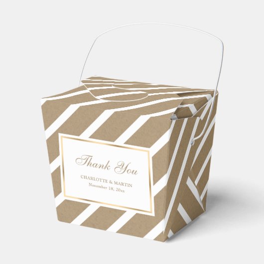 Elegante Faux Kraft Gouden Bruiloft Dank u Bedankdoosjes (Voorkant Zijde)