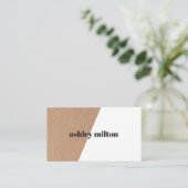 Elegante Faux Kraft Wit Bold Geometrisch Consultan Visitekaartje (Staand voorkant)
