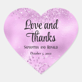 Elegante faux Lila glitter en Folie bruiloft Hart Sticker