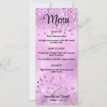 Elegante Faux Lila Glitter en Folie Wedding Menu
