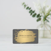 Elegante Faux Metallic Goud en Grijs Visitekaartje (Staand voorkant)
