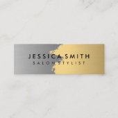 Elegante faux metallic goud en zilver geborsteld mini visitekaartje (Voorkant)