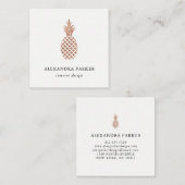 Elegante Faux nam Gouden Ananas toe Vierkante Visitekaartje (Voorkant / Achterkant)