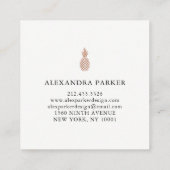 Elegante Faux nam Gouden Ananas toe Vierkante Visitekaartje (Achterkant)