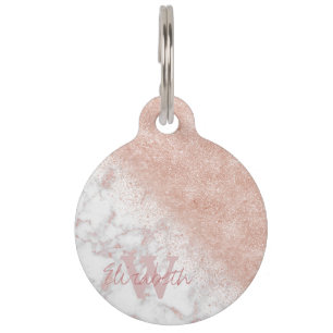 Elegante faux nam gouden confettien wit marmeren huisdierpenning