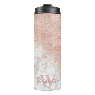 Elegante faux nam gouden confettien wit marmeren thermosbeker