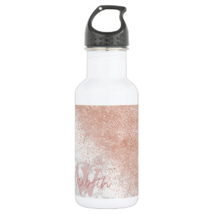 Elegante faux nam gouden confettien wit marmeren waterfles 