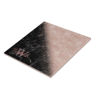 Elegante faux nam gouden confettien zwart marmeren tegeltje