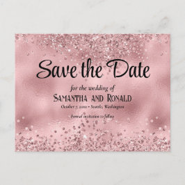 Elegante Faux Pink Glitter en Folie bruiloft Aankondigingskaart