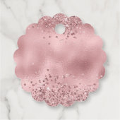 Elegante Faux Pink Glitter en Folie bruiloft Bedankjes Labels (Achterkant)