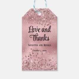 Elegante Faux Pink Glitter en Folie bruiloft Cadeaulabel
