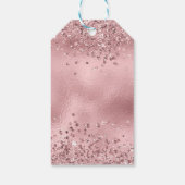 Elegante Faux Pink Glitter en Folie bruiloft Cadeaulabel (Achterkant)