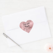 Elegante Faux Pink Glitter en Folie bruiloft Hart Sticker (Envelop)