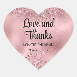 Elegante Faux Pink Glitter en Folie bruiloft Hart Sticker