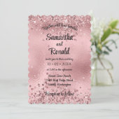 Elegante Faux Pink Glitter en Folie bruiloft Kaart (Staand voorkant)