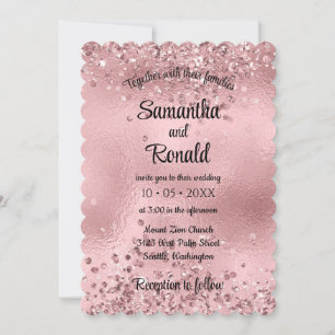Elegante Faux Pink Glitter en Folie bruiloft Kaart