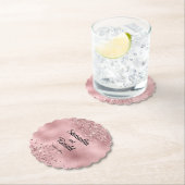 Elegante Faux Pink Glitter en Folie bruiloft Kartonnen Onderzetters (Insitu)