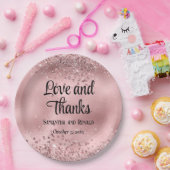 Elegante Faux Pink Glitter en Folie bruiloft Papieren Bordje (Feest)