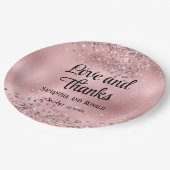 Elegante Faux Pink Glitter en Folie bruiloft Papieren Bordje (Gekanteld)