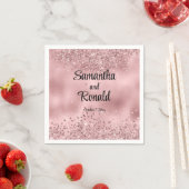 Elegante Faux Pink Glitter en Folie bruiloft Servet (Insitu)