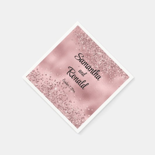Elegante Faux Pink Glitter en Folie bruiloft Servet (Hoek)