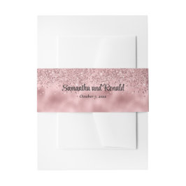 Elegante Faux Pink Glitter en Folie bruiloft Uitnodigingen Wikkel