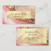Elegante Faux Pink Gold Marmer Agaat Visitekaartje (Voorkant / Achterkant)