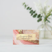Elegante Faux Pink Gold Marmer Agaat Visitekaartje (Staand voorkant)