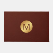 Elegante Faux Red Leather & Gold Monogram Initiaal Deurmat (Voorkant)