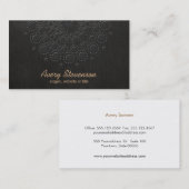 Elegante faux reliëf zwart linnen look visitekaartje (Voorkant / Achterkant)