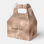 Elegante Faux Roos Gold Glitter en Folie bruiloft Bedankdoosjes (Achterkant)