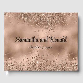 Elegante Faux Roos Gold Glitter en Folie bruiloft Gastenboek