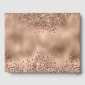 Elegante Faux Roos Gold Glitter en Folie bruiloft Gastenboek (Achterkant)