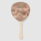 Elegante Faux Roos Gold Glitter en Folie bruiloft Handwaaier (Achterkant)