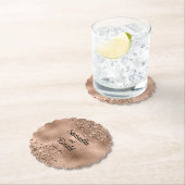 Elegante Faux Roos Gold Glitter en Folie bruiloft Kartonnen Onderzetters (Insitu)