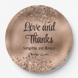 Elegante Faux Roos Gold Glitter en Folie bruiloft Papieren Bordje