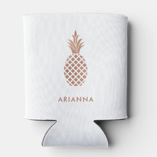 Elegante Faux Roos Gouden Ananas Blikjeskoeler (Achterkant)