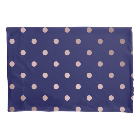 Elegante Faux roos Gouden Blauwe Polka stippen Kussensloop (Voorkant)