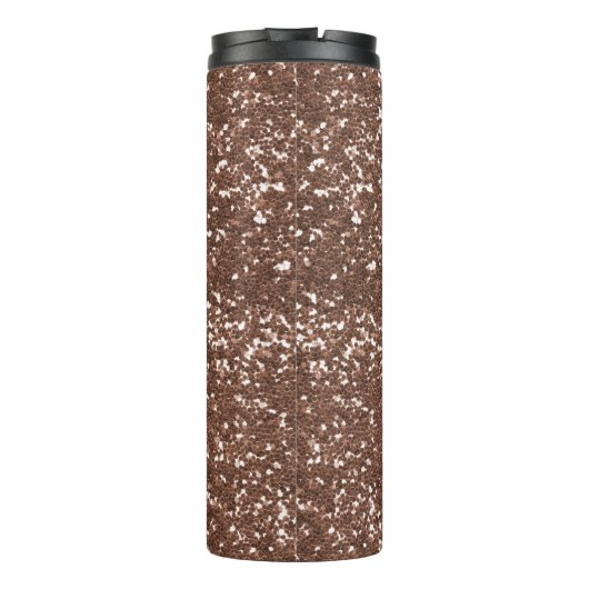 Elegante Faux Roos Gouden Glitter Monogrammed Thermosbeker (Achterkant)