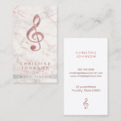 Elegante faux roos gouden treble Clef muziekleraar Visitekaartje (Voorkant / Achterkant)