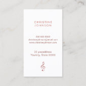 Elegante faux roos gouden treble Clef muziekleraar Visitekaartje (Achterkant)