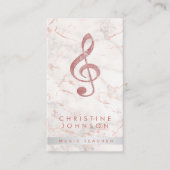 Elegante faux roos gouden treble Clef muziekleraar Visitekaartje (Voorkant)