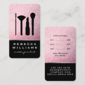 Elegante Faux Roze Glitter Make-up Set Visitekaartje (Voorkant / Achterkant)