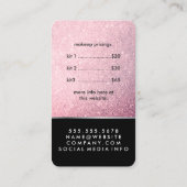 Elegante Faux Roze Glitter Make-up Set Visitekaartje (Achterkant)