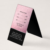 Elegante Faux Roze Glitter Make-up Set Visitekaartje (Achterkant)