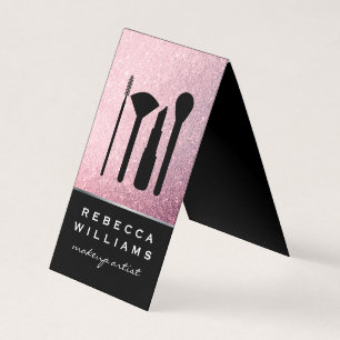 Elegante Faux Roze Glitter Make-up Set Visitekaartje